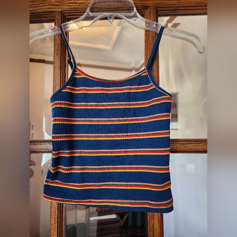 🏖Striped Navy Blue and Orange Women's Top